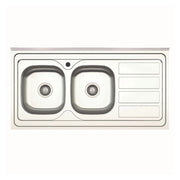 Lavello da appoggio SA46 due vasche con gocciolatoio destro 120x60cm. inox