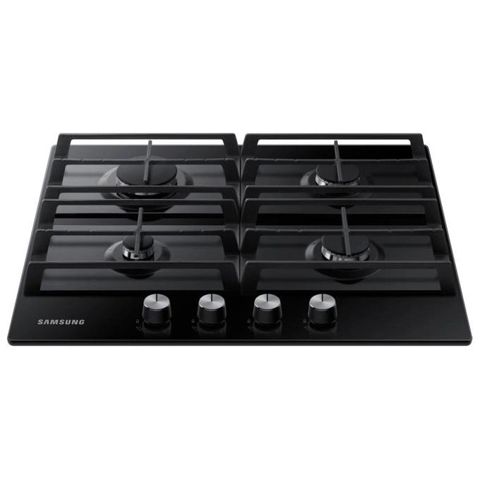 Samsung NA64H3010AK Piano Cottura a Gas in Vetro Temperato 4 Fuochi Griglia in Ghisa 60 cm Nero