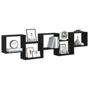 Mensola a Cubo da Parete 5 Scomparti Legno Multistrato Nero 859996