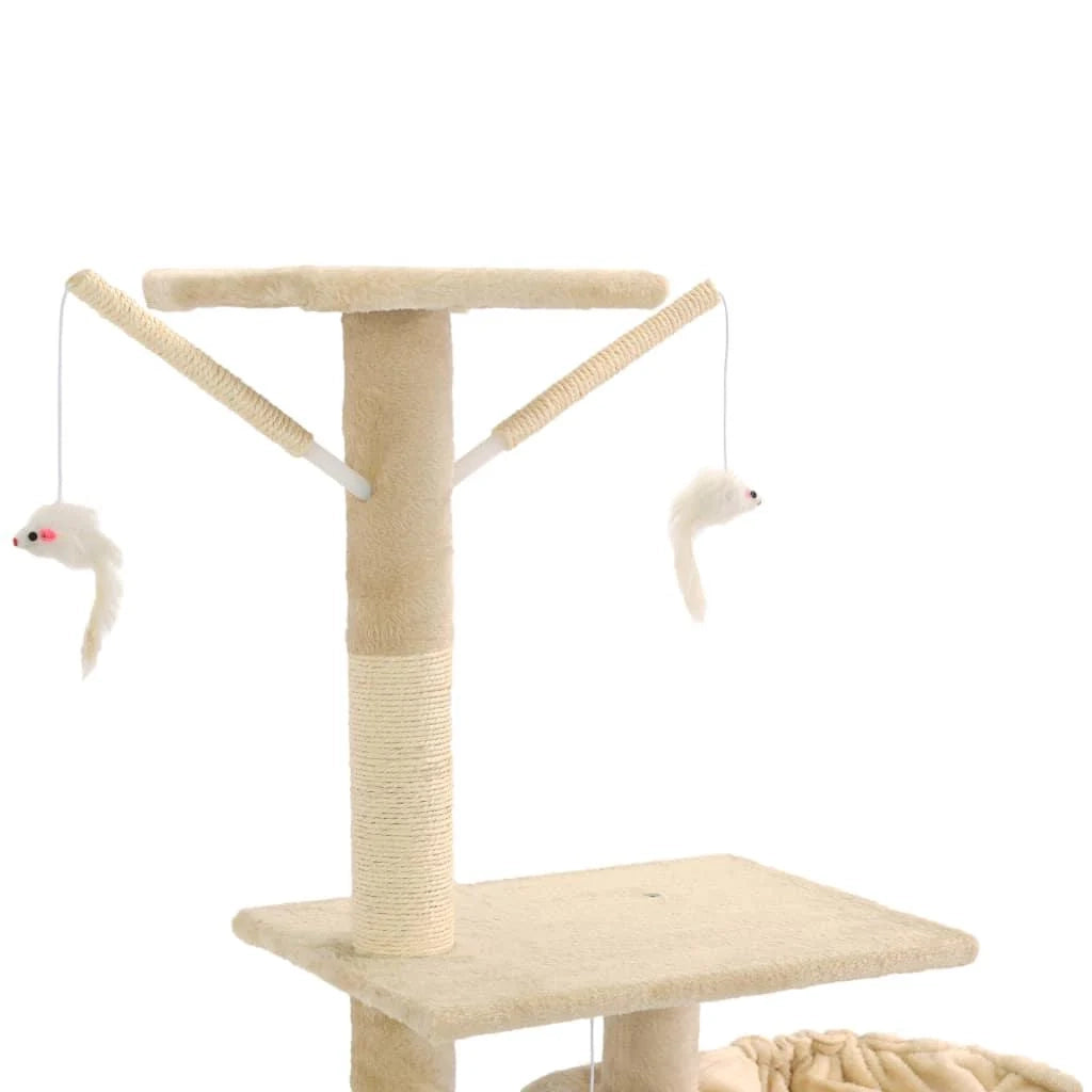Tiragraffi albero per gatti cuccia per gatti giocattolo peluche sisal 230-250 cm beige 3702048