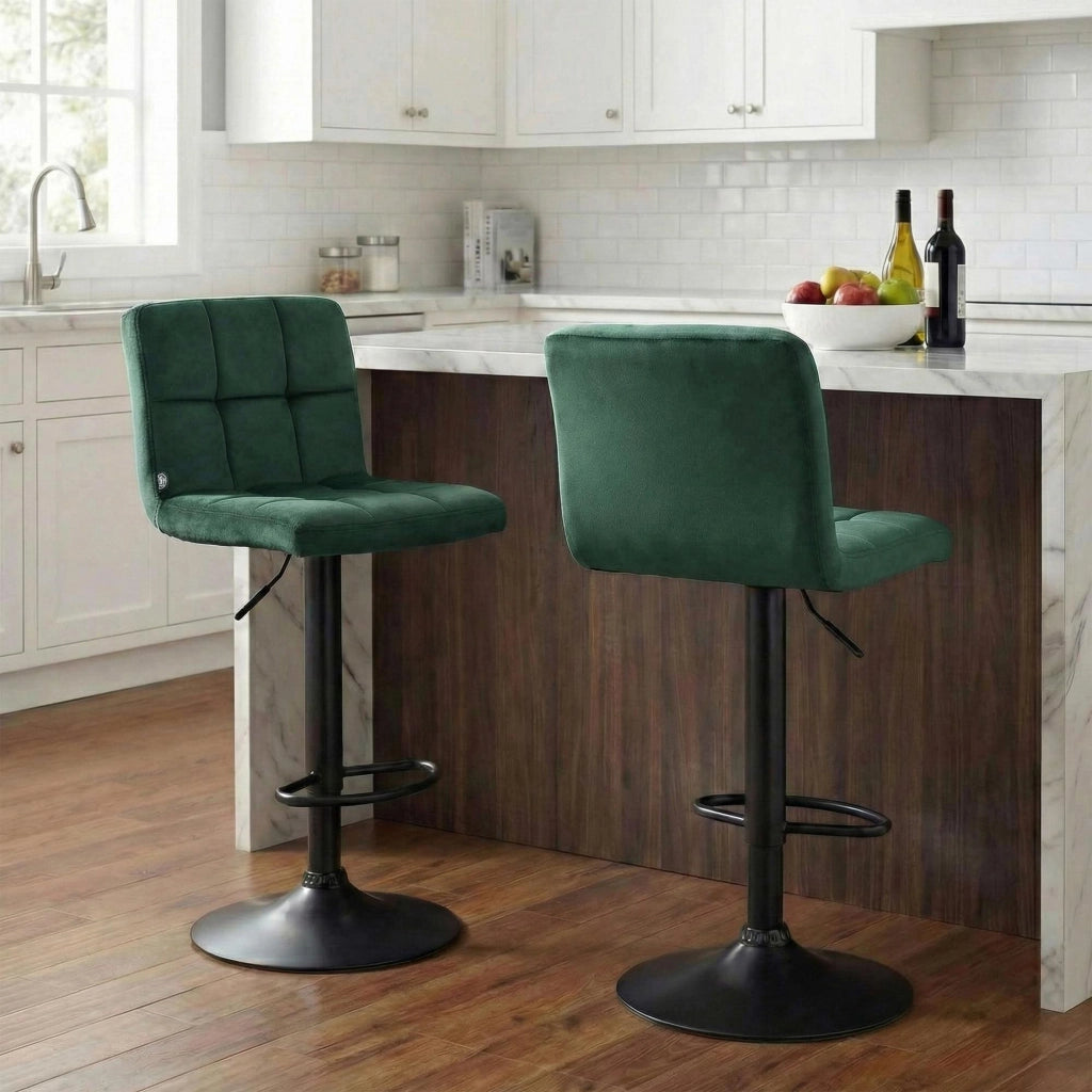 Set di 2 sgabelli da bar Perù velluto nero 5