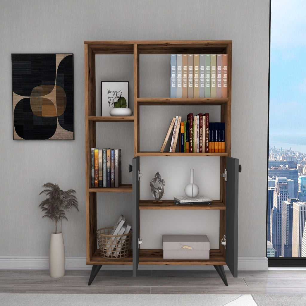 Biblioteca Taggia, Libreria 5 Ripiani, 80x25x136h cm Marrone Noce