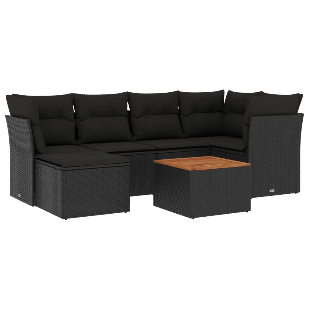 Set Divani da Giardino con Cuscini 7pz Nero Polyrattan 3223745