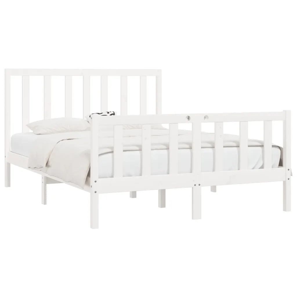 Giroletto-Struttura Letto Bianco in Legno Massello 140x200 cm 573169