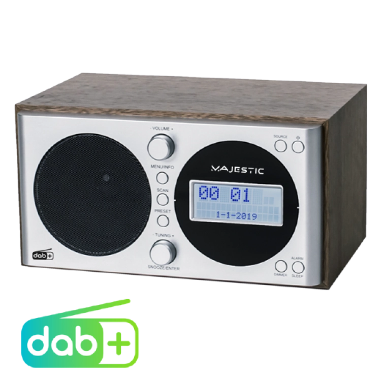 New majestic wr-162 dab radio digitale argento, legno - 109162