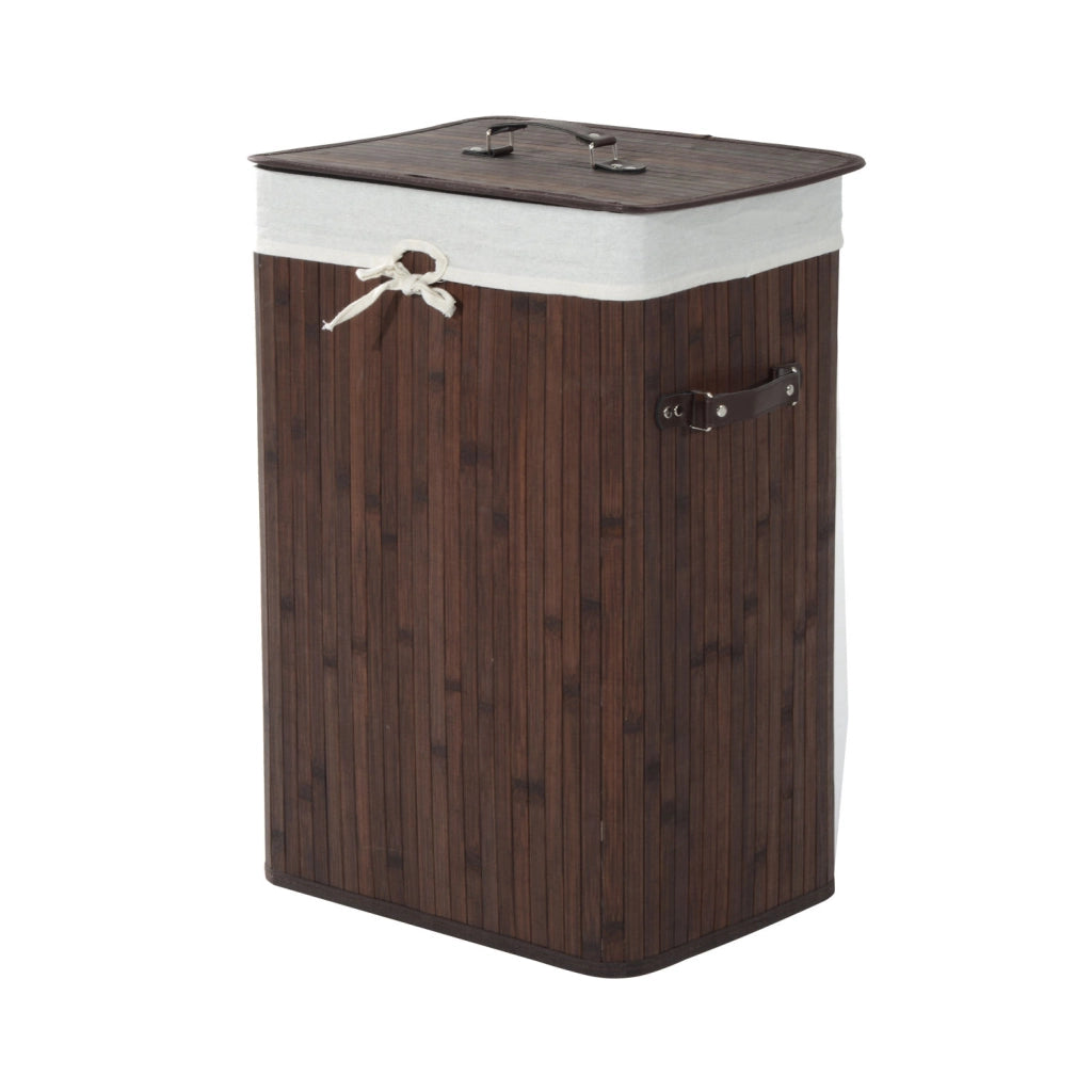 Cestino per biancheria con coperchio 72L ¨C zephmum ¨C colore marrone scuro