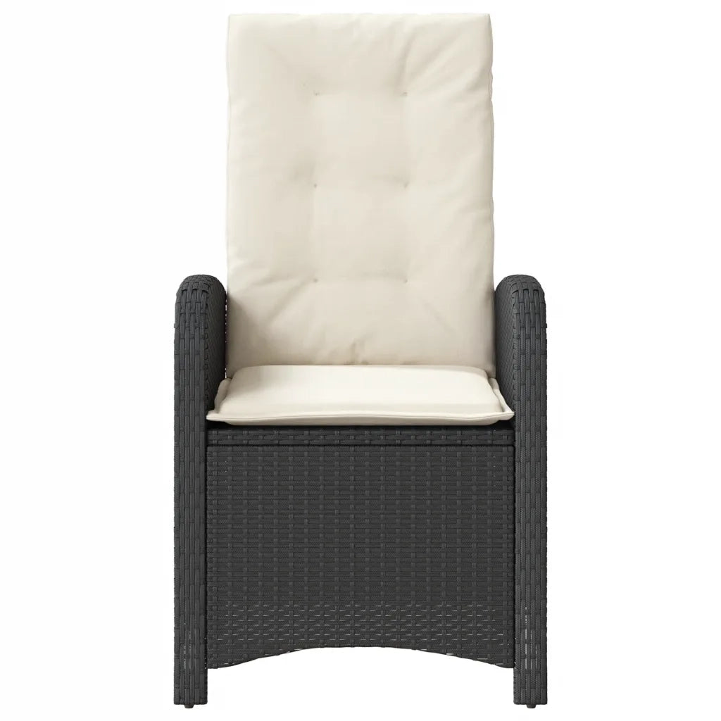Sedie Reclinabili da Giardino 2 pz con Cuscini Nero Polyrattan 365168