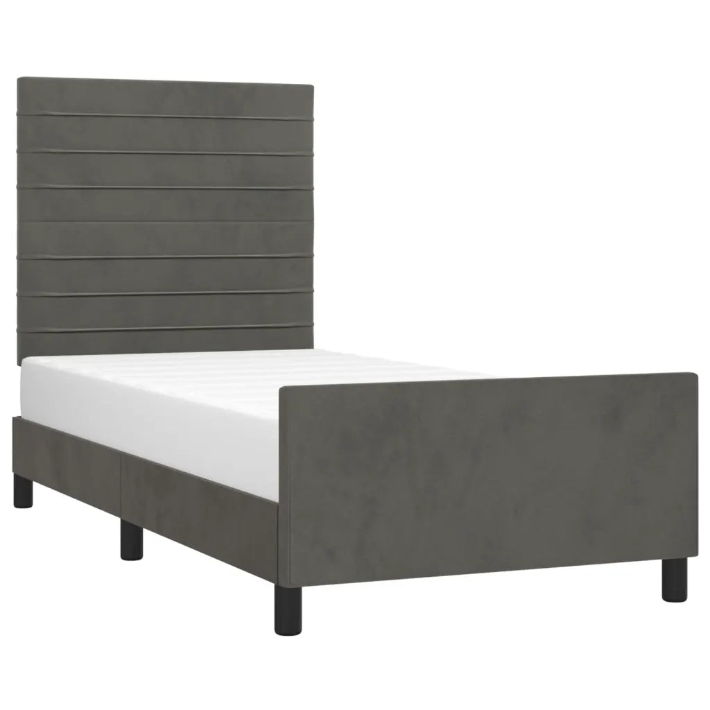 Giroletto senza Materasso Grigio Scuro 90x190 cm Velluto