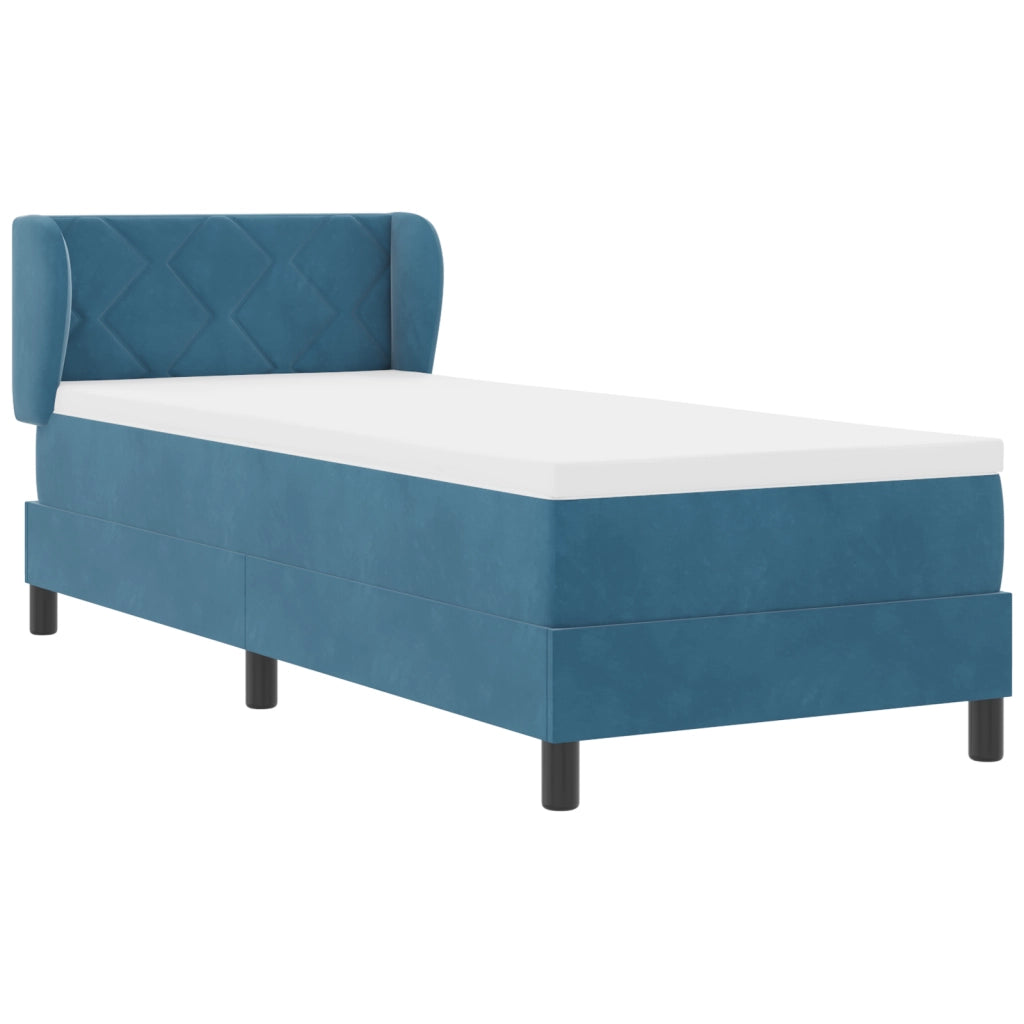 letto box spring  con materasso blu scuro 80x200 cm in velluto