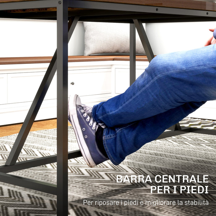 Tavolo da Pranzo Stile Industriale per 6 Persone 150x80x75 cm in Legno e Acciaio