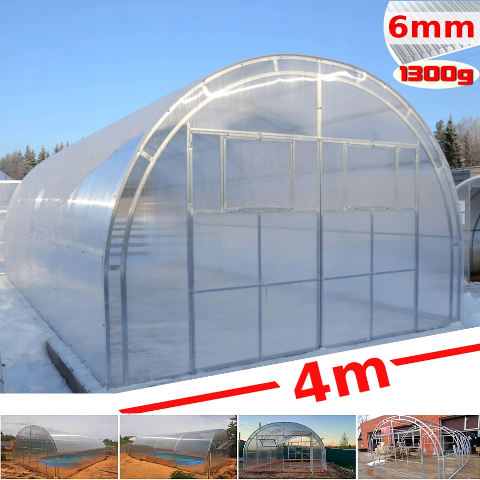 Serra Master 4x12m con copertura policarbonato alveolare 6mm