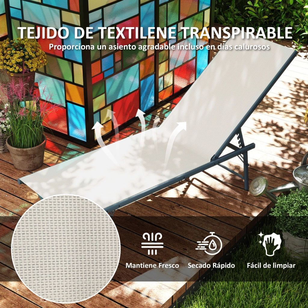 Set 2 Tumbonas Pieghevoli Reclinabili ¨C zephmum ¨C Grigio Crema