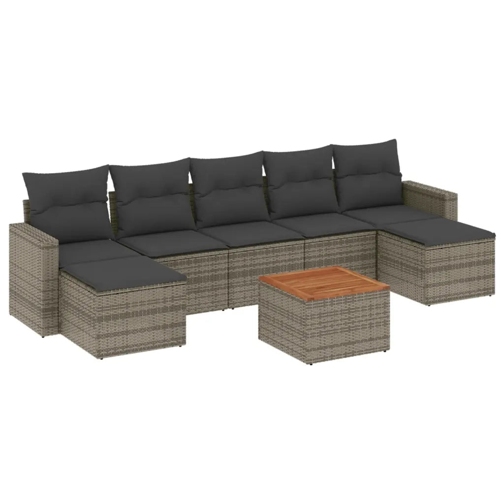 Set Divano da Giardino 8 pz con Cuscini Grigio in Polyrattan 3256585