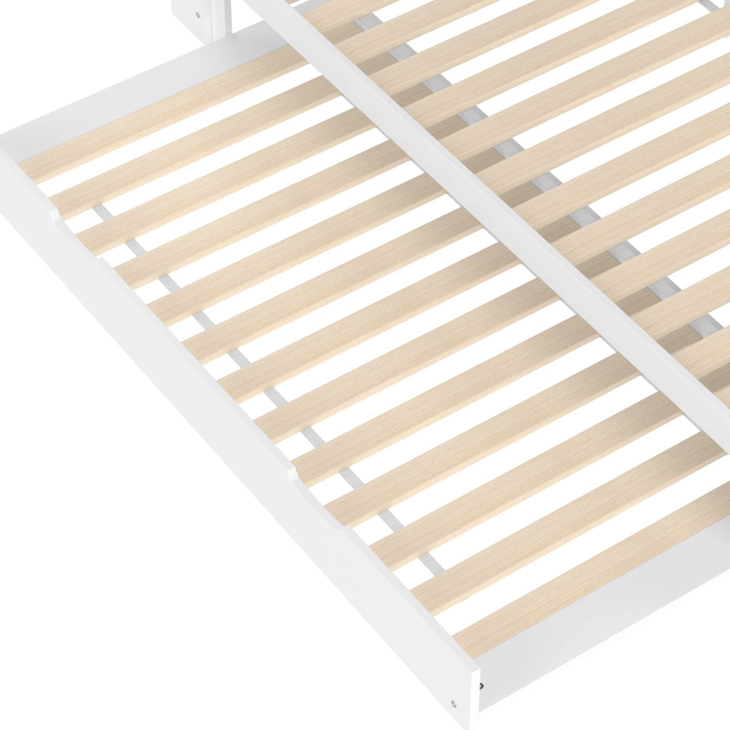 Letto con letto estraibile 90 × 200 cm con vano al capoletto USB Type-C in legno e MDF bianco