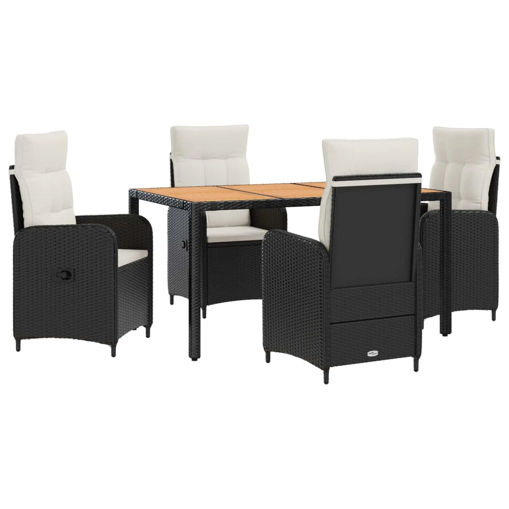 Set da pranzo per esterni 5 pz Nero e Bianco Crema 3422270
