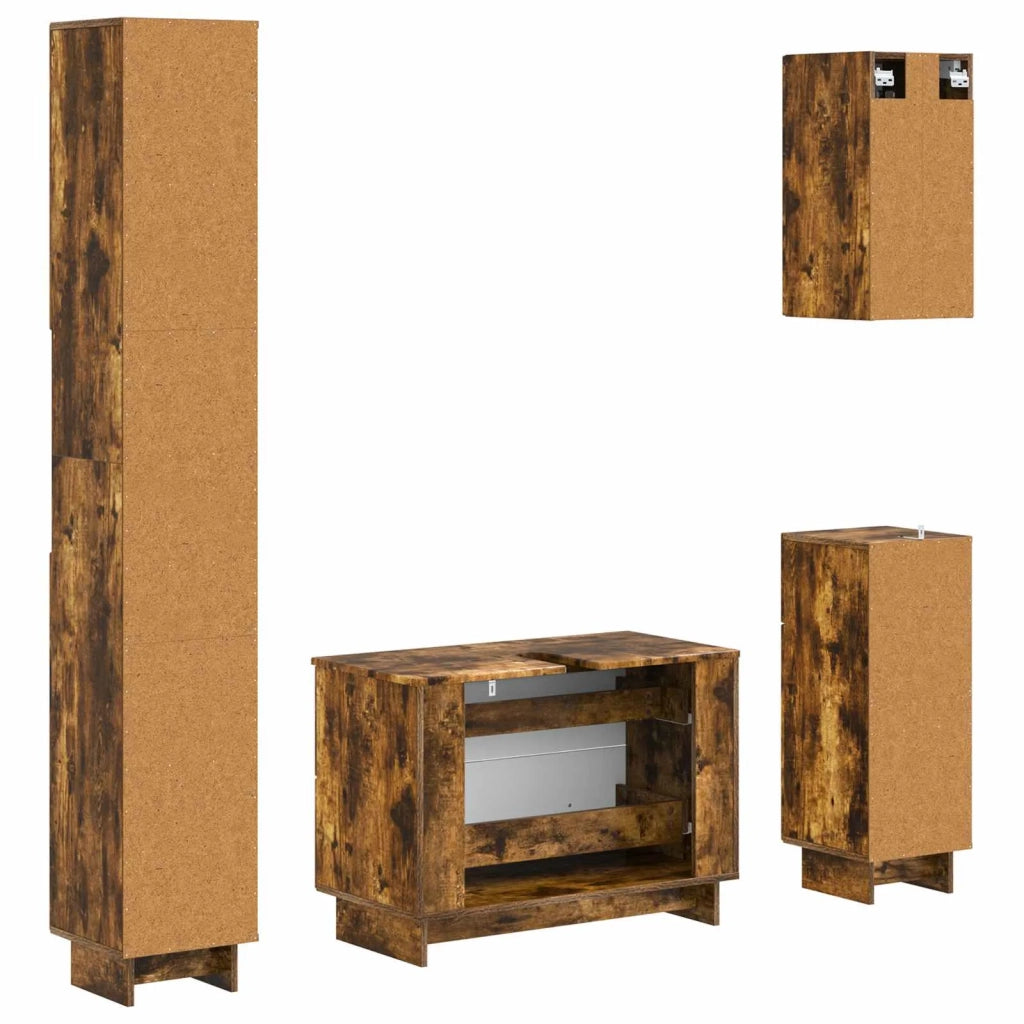 Set di Mobili da Bagno da 4 Pezzi EDE Rovere Fumo 3417905
