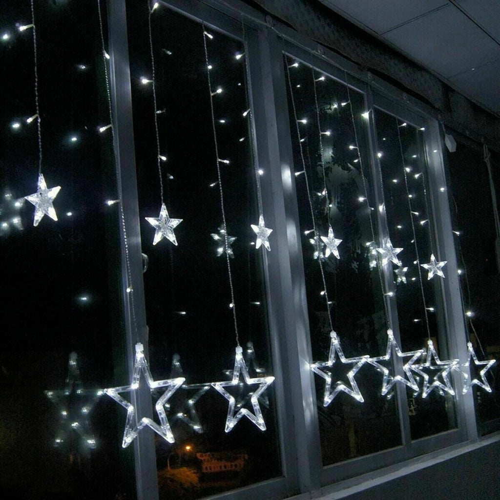 Tenda luminosa catena luci LED di Natale 10 Stelle luce bianca fredda da interno