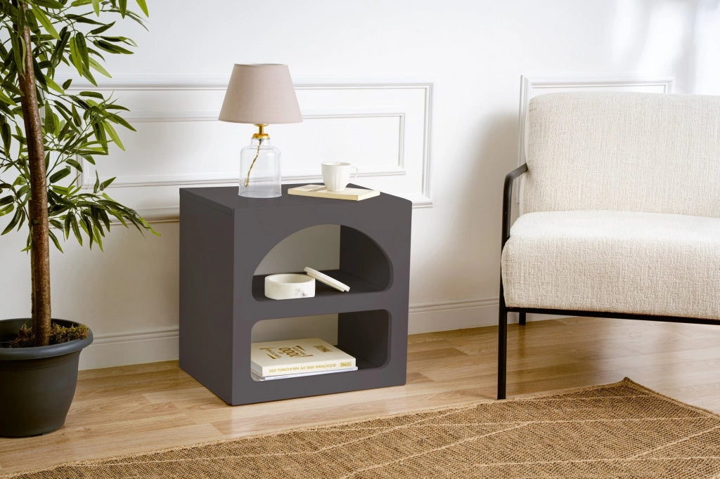 Comodino in legno "Lorin" - 50 x 40 x 50 cm - Grigio antracite
