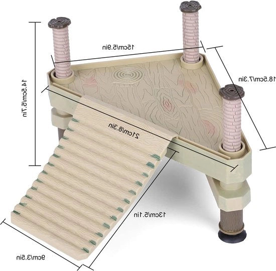 Piattaforma Galleggiante per Rettili - Scheda per Tartarughe Reclinabile con Sostegno per Terrapini e Sedia a Soffitto per la Luce del Sole.