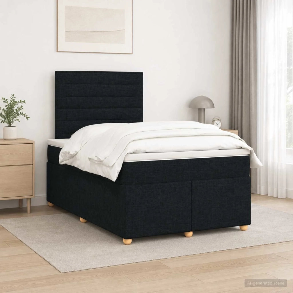 Letto box spring con materasso Nero 120 x 200 cm Tessuto 3455317