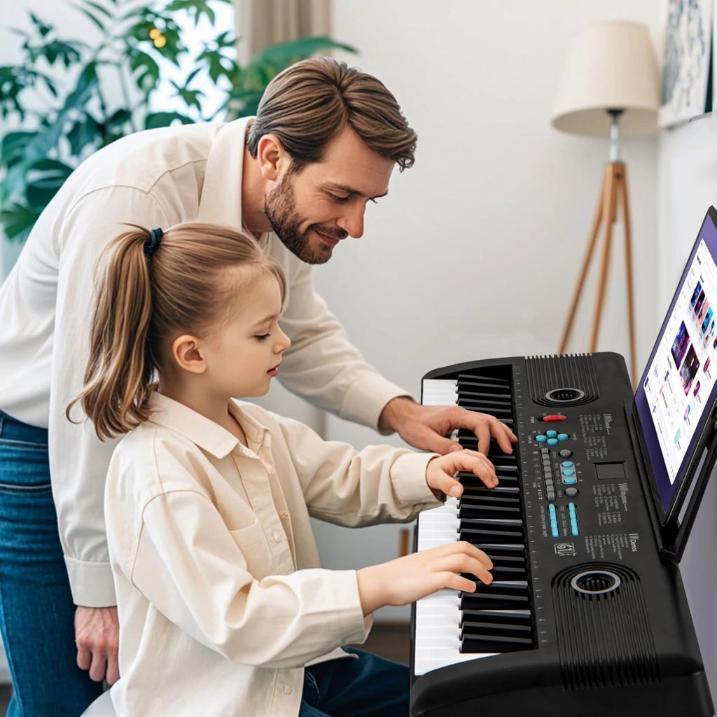 Pianoforte Digitale 61 Tasti Pieghevole, Tastiera Elettronica con Microfono e Leggio, Pianola Portatile con Borsa per il Trasporto per Principianti (Nero)