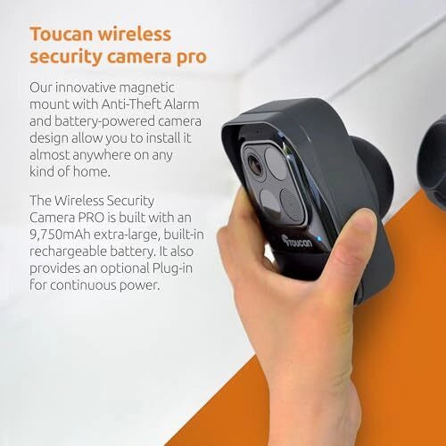 Toucan TSCP05GR-ML Wireless Security Camera PRO Telecamera IP Radar Motion Detection 1080p Full HD 140° IP56 9750 mAh colore Nero