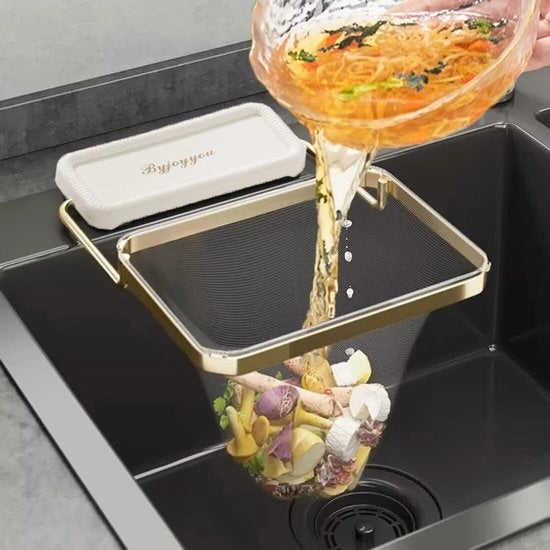 Pulitore per goletta - Opvougbile raccolta rifiuti - Inclusi 100 sacchetti monouso - Bianco - Riciclaggio rifiuti - Ideale per cucina - Pratico e comodo