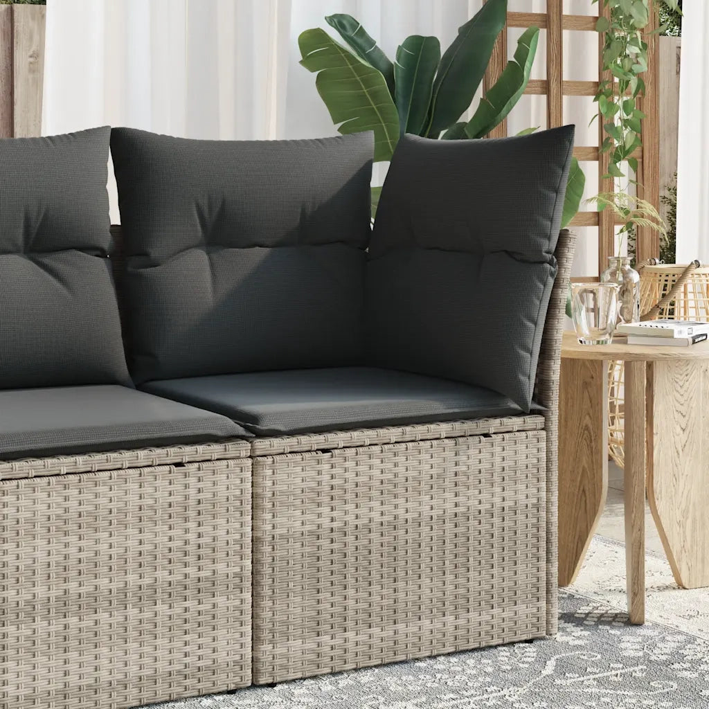Divano Angolare Giardino con Cuscini-Sofa da Giardino-Divanetto da esterno Grigio Chiaro Polyrattan 920543