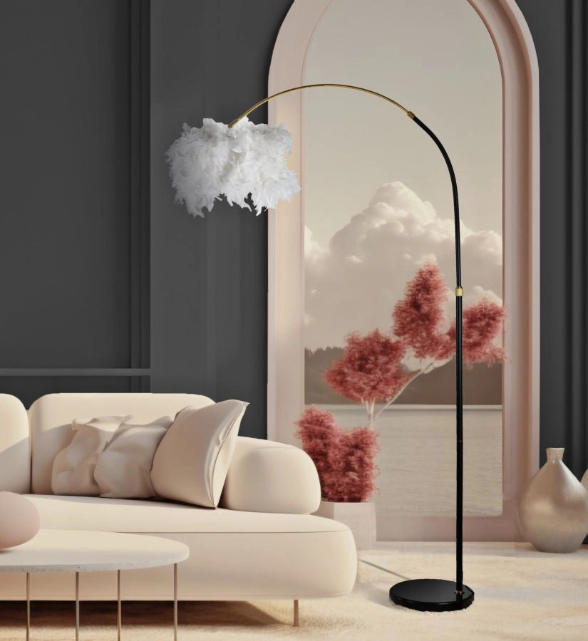 Lampada da Terra Arc Plur 100x100x150 cm in Ferro e Marmo e Plastica Bianco e Nero