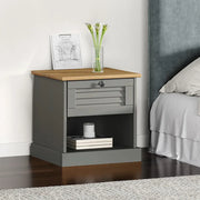 Comodino VIGO Grigio 42x35x42 cm in Legno Massello di Pino 353156