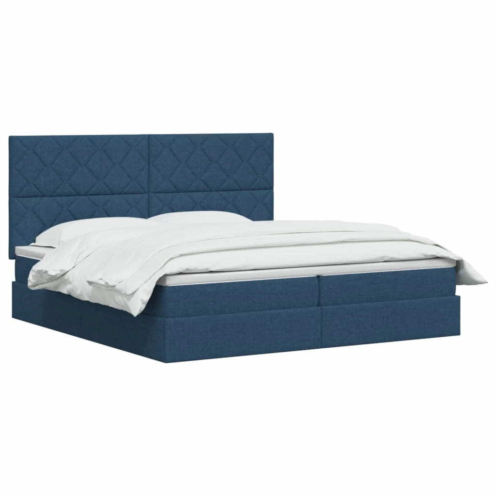 Letto con contenitore e materasso Blu 200 x 200 cm Tessuto 3459593