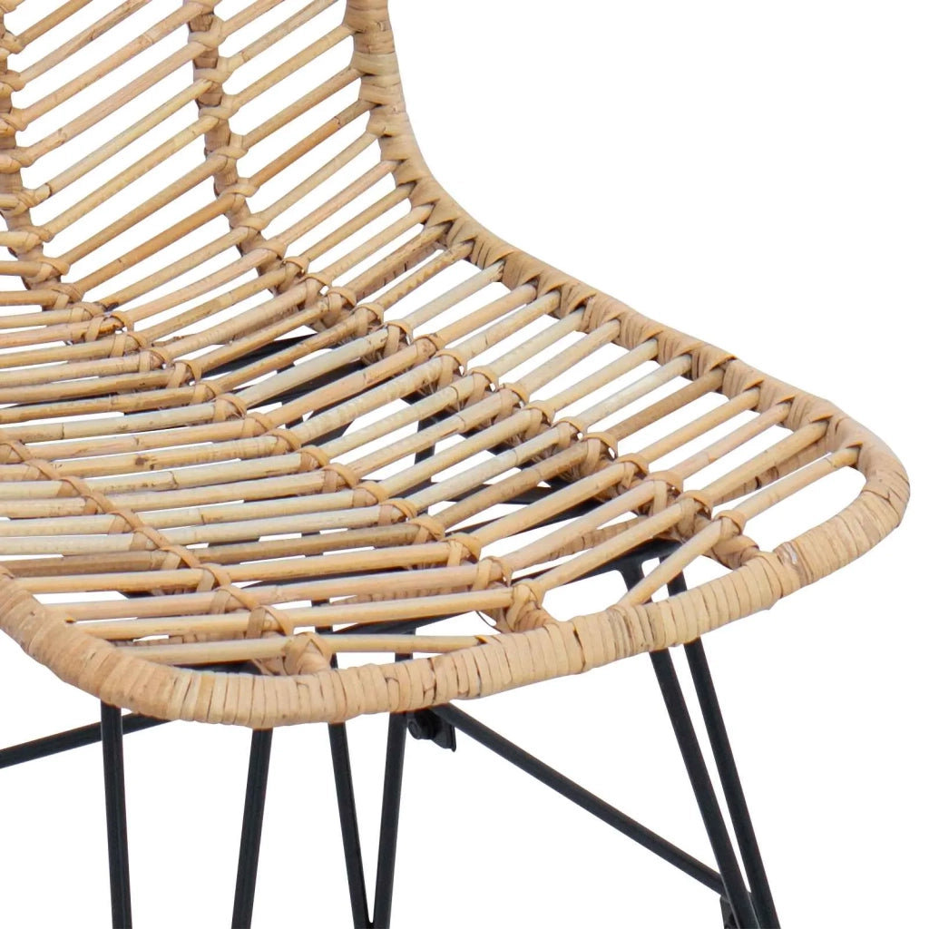 Sedia da pranzo 2 pcs Rattan e Ferro Naturale