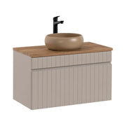 Set da bagno ICON: mobile sotto lavabo 80cm cachemire + piano per lavabo + lavabo da appoggio rotondo