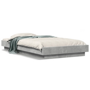 Letto singolo | Letto per adulti | Giroletto Grigio Cemento 100x200 cm in Legno Multistrato