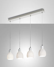 Marina Lampada a Sospensione Moderna in Metallo e Ceramica Bianca 4 Luci E27, Struttura Elegante per Illuminazione Interna 960x85mm
