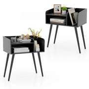 Set di 2 Comodini in stile moderno semplice ma pratico, Tavolini a 2 piani con mensole aperte Nero