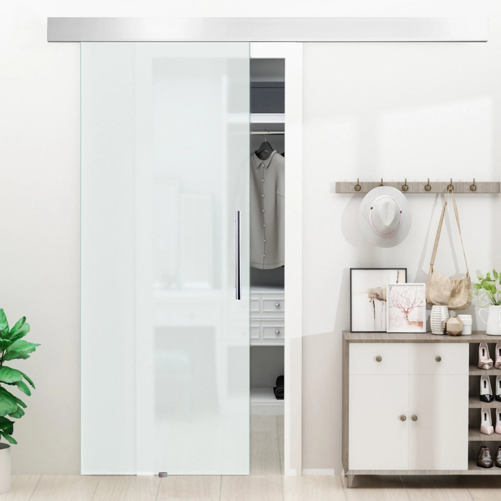 Porta scorrevole in vetro satinato con maniglia ¨C zephmum ¨C 90x205 cm