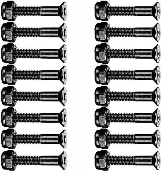 Set di Hardware per Skateboard e Longboard per Sostituzione Nero - 16 pezzi - Viti per Skateboard Viti per Truck Moltiuttori