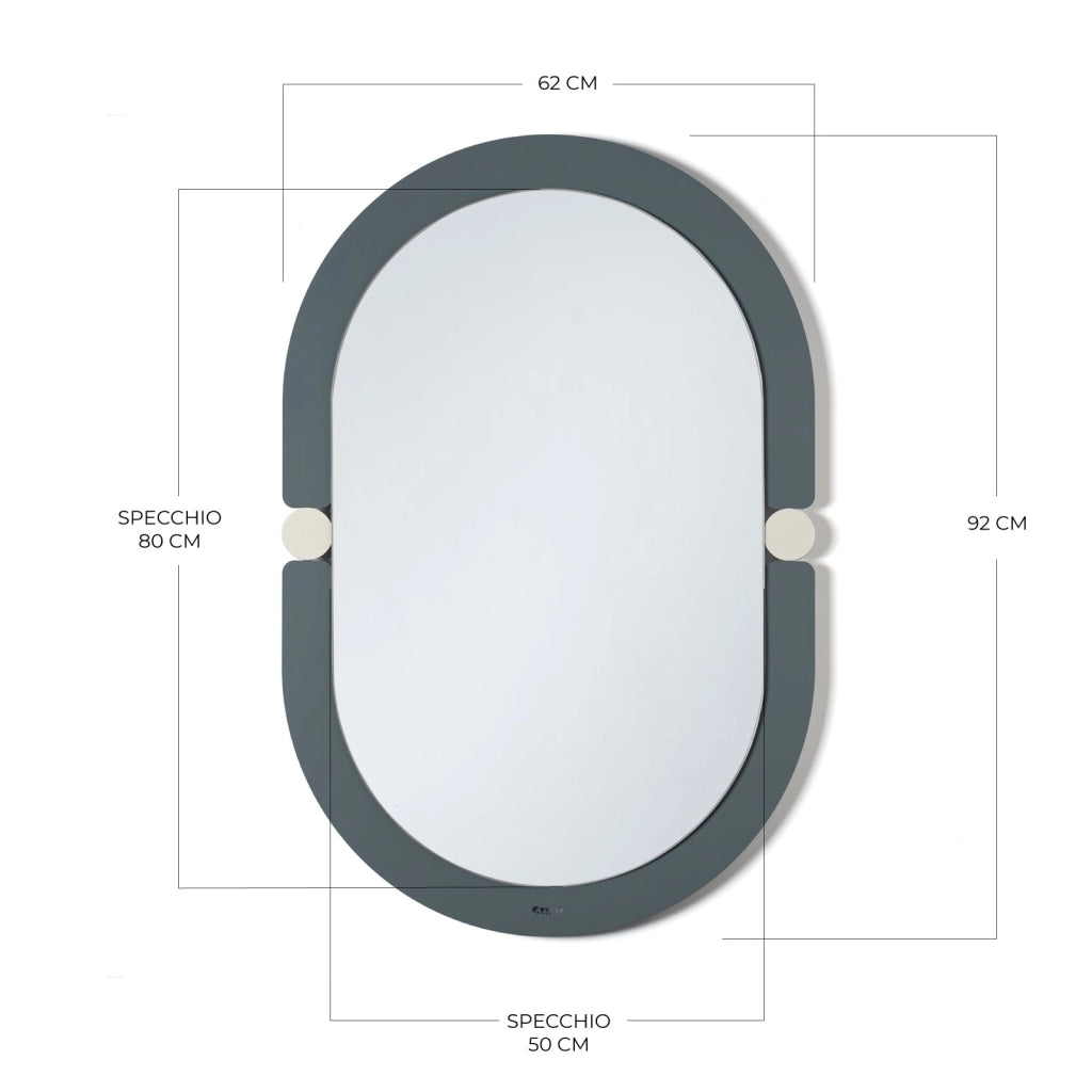 specchio moderno da parete alchimia ovale Fango/avorio in Ferro, vetro per lo specchio 62x92h cm (50x80h cm specchio)
