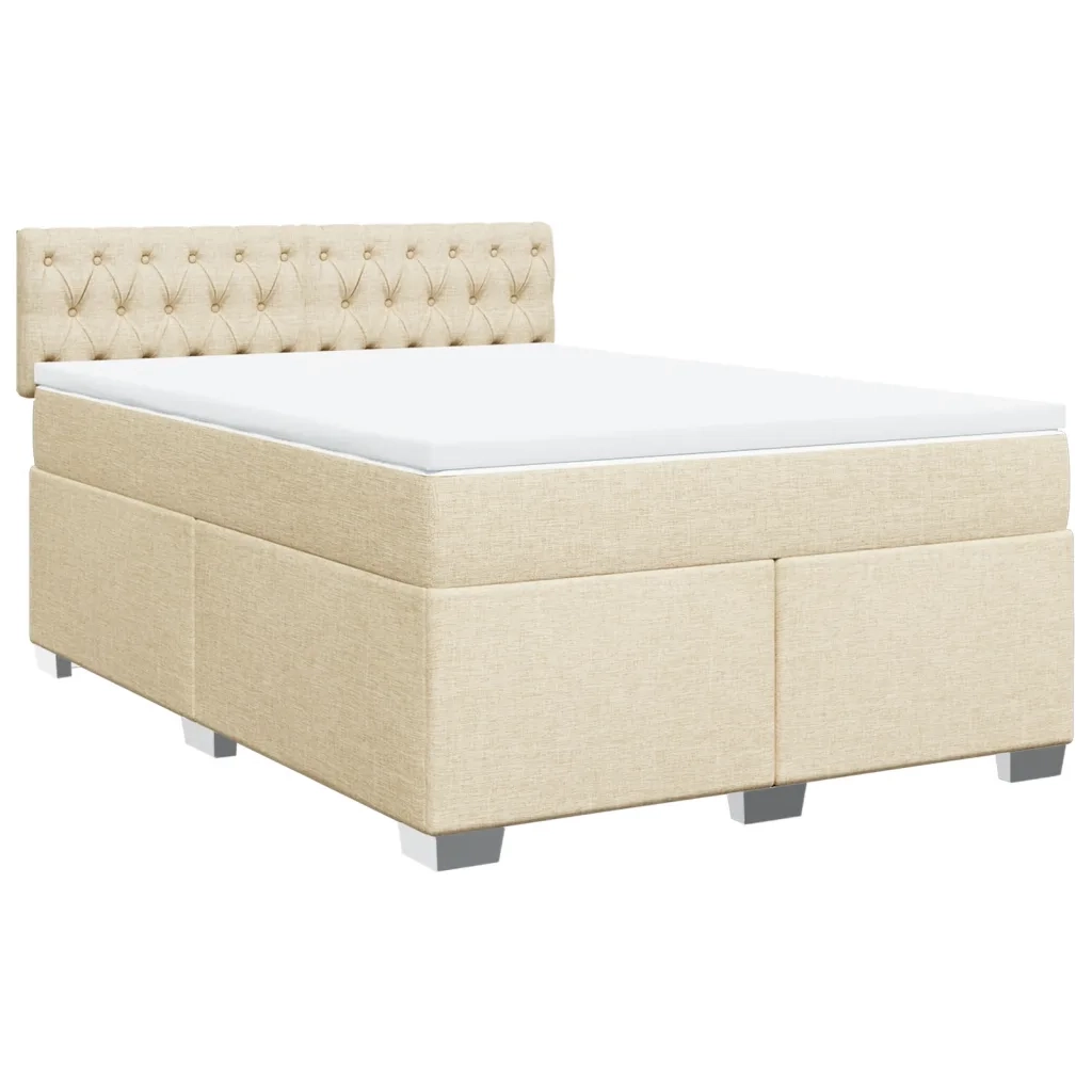 vidaXL Giroletto a Molle con Materasso Crema 140x200 cm in Tessuto