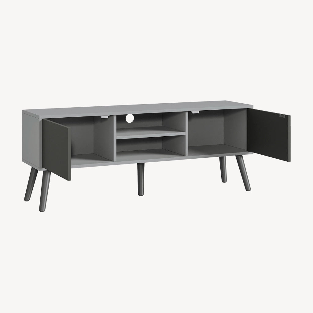 Mobile Porta TV Eskilstuna a 2 Ante e Ripiani 120 x 30 x 47 cm - Grigio Chiaro/Nero [en.casa]