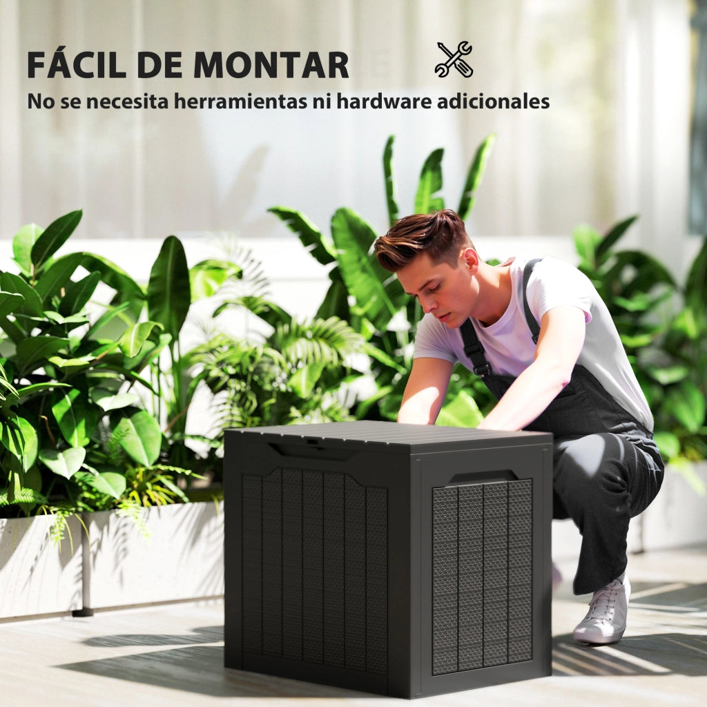 Cassettiera da esterno in polipropilene impermeabile ¨C zephmum ¨C 56x41x50 cm nero