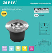 SEGNAPASSO FARETTO 6 LED TONDO CALPESTABILE CARRABILE 6W IP66 AIPIY Luce Calda 3200k AP5004W