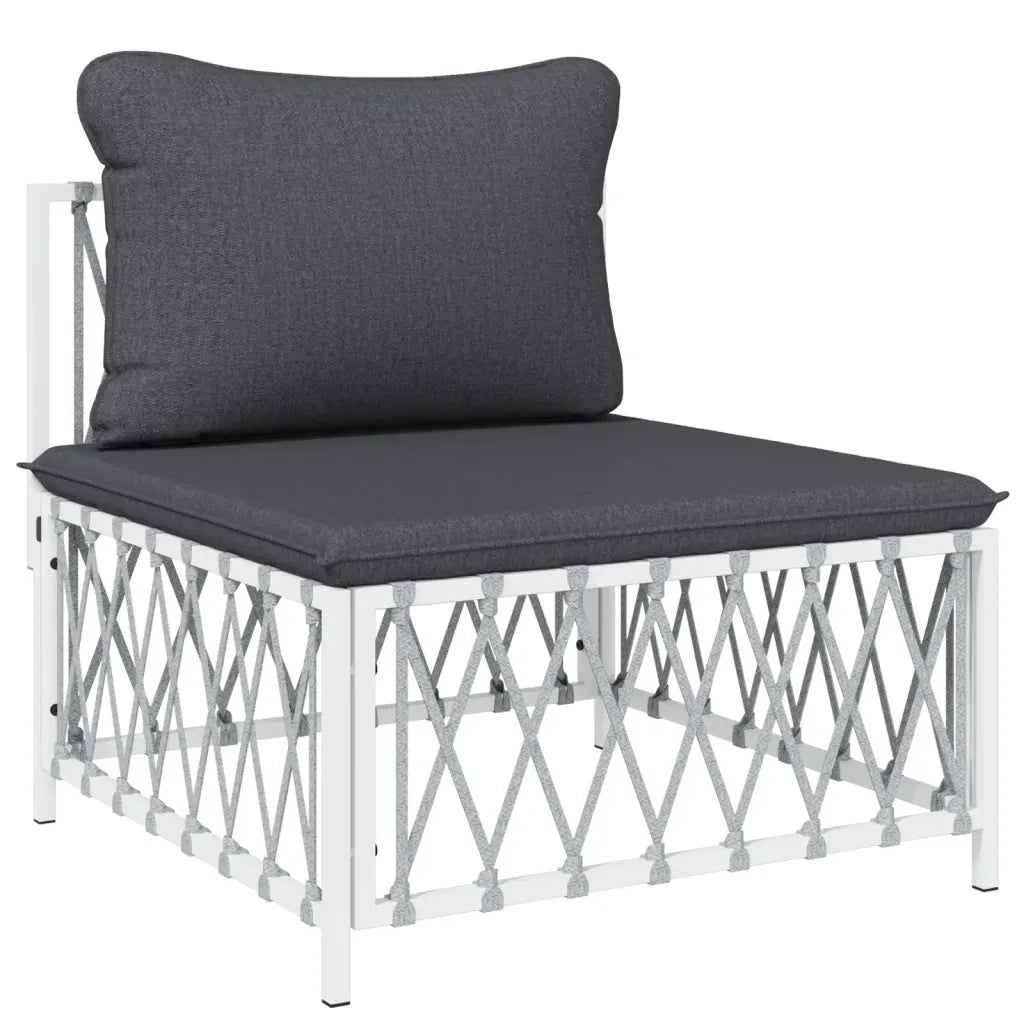 Set Salotto da Giardino 4 pz con Cuscini in Acciaio Bianco