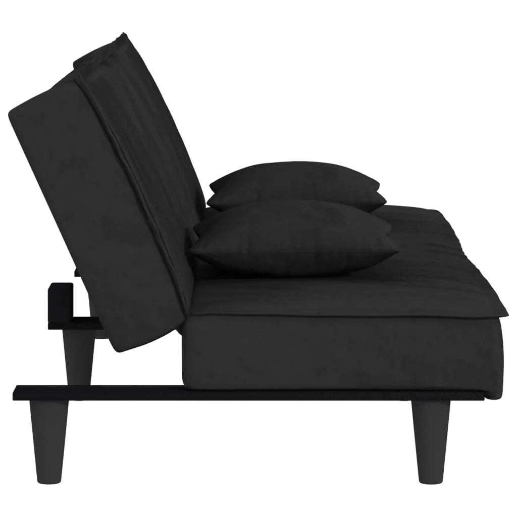Divano letto 200 x 89 x 70 cm velluto nero 02_0019833