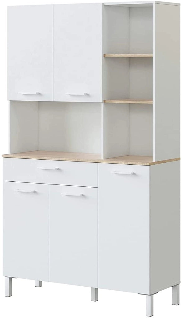 Armadio da cucina in bianco artik/canadian con 5 ante, 1 cassetto e 3 ripiani