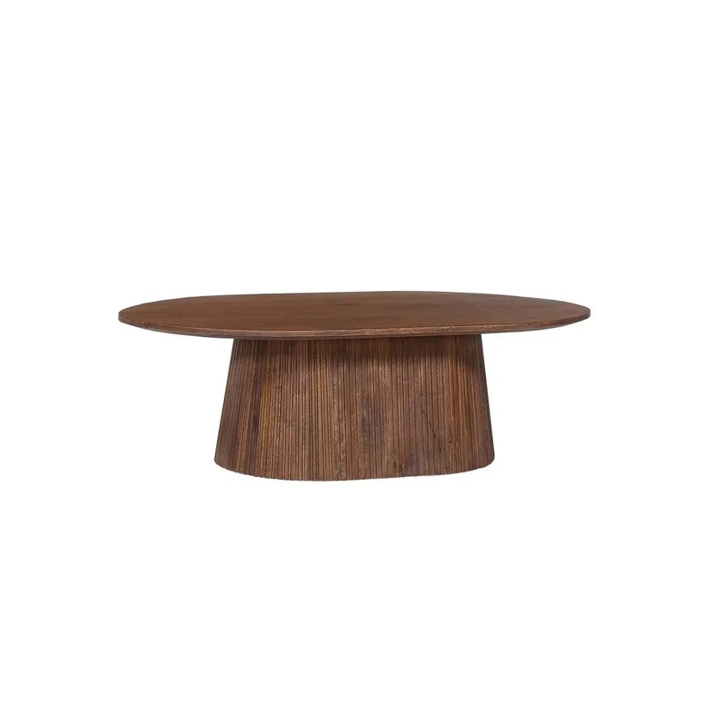 Tavolino basso ovale MITCHEL – Legno esotico di mango marrone 120x70 cm
