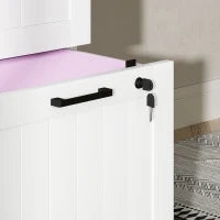 Mobiletto scrivania in legno con 3 cassetti, serratura e guide regolabili, 40 x 40 x 101 cm, Bianco