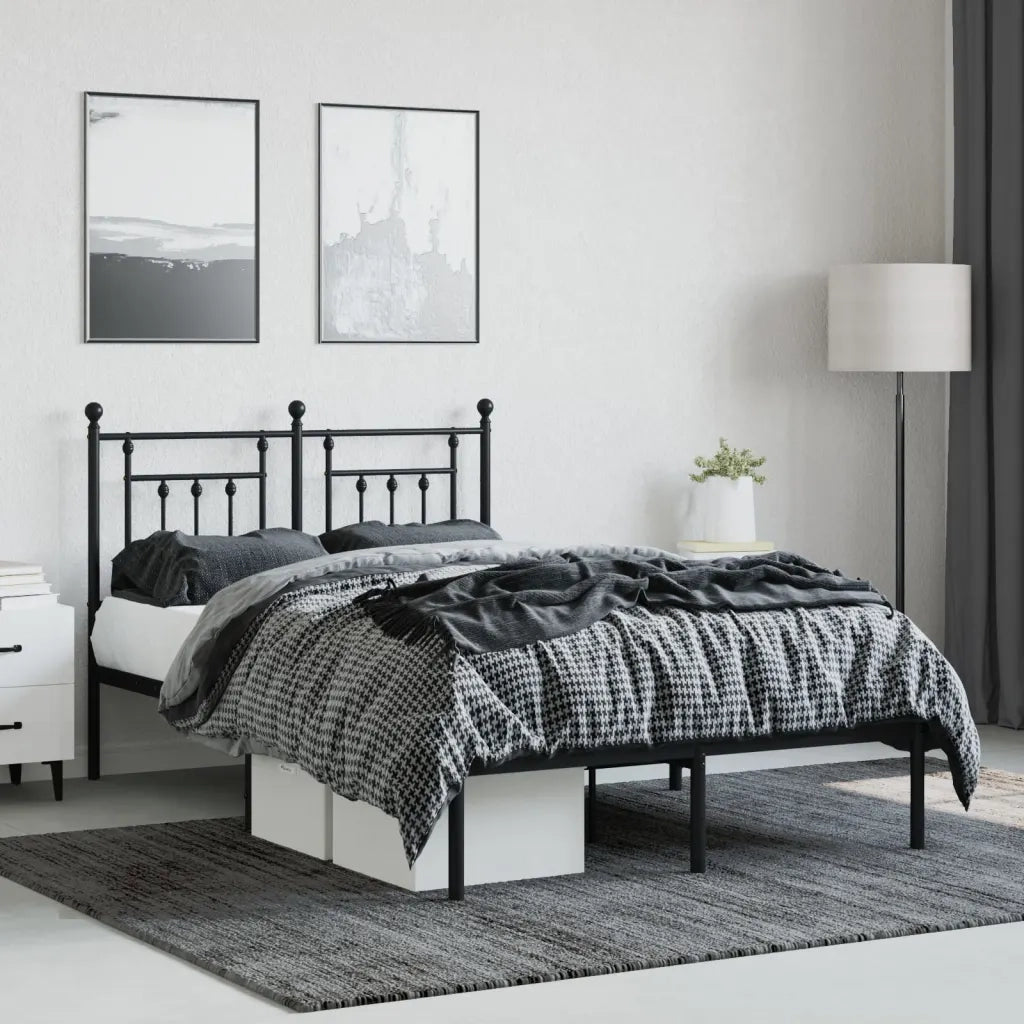 Giroletto con Testiera in Metallo Nero 120x190 cm 353534
