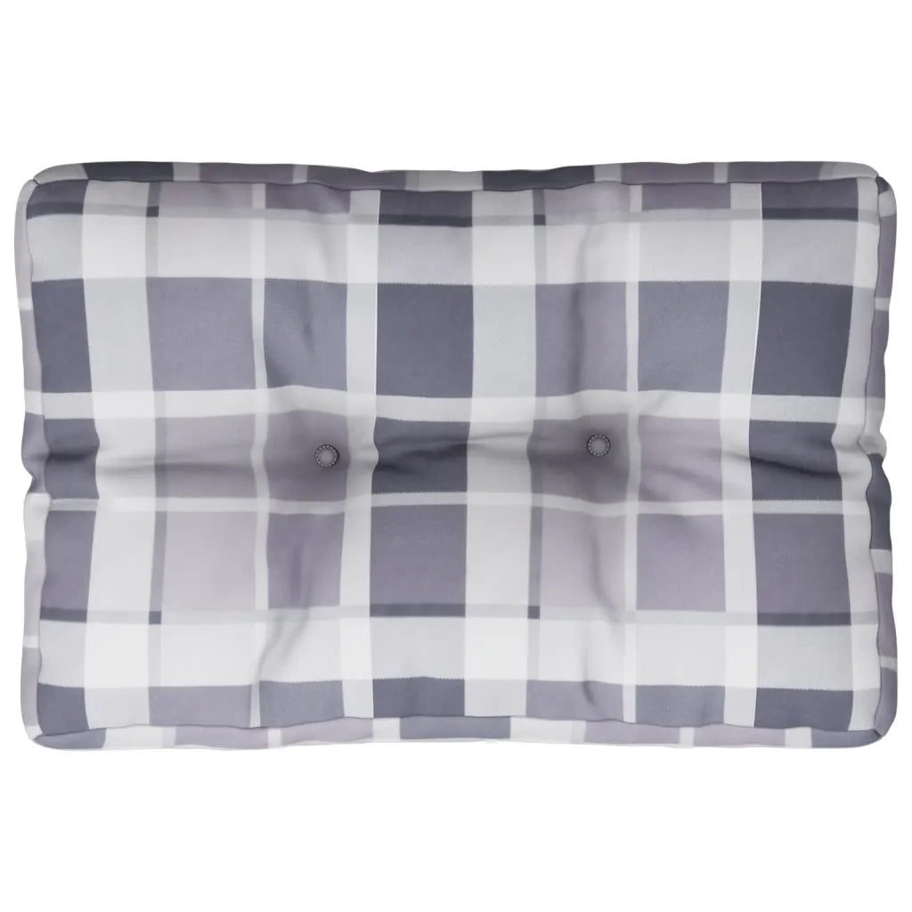 Cuscino per Pallet a Quadri Grigi 60x40x12 cm in Tessuto 360571